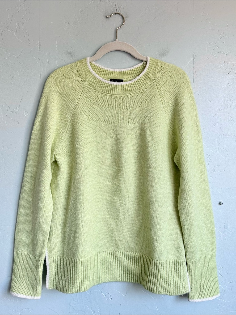 Talbots Women’s Citrus Green Wool Blend Crewneck Sweater Size Small EUC
